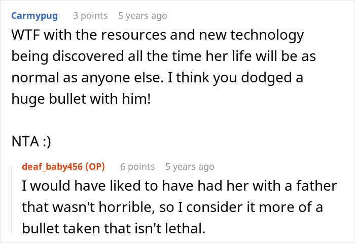 Reddit users discuss husband leaving due to challenges with deaf baby and blaming his wife for the situation.