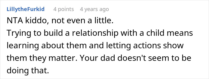 Comment about a teen telling dad would&rsquo;ve remembered if you cared after cake fail, highlighting a strained parent-child relationship.