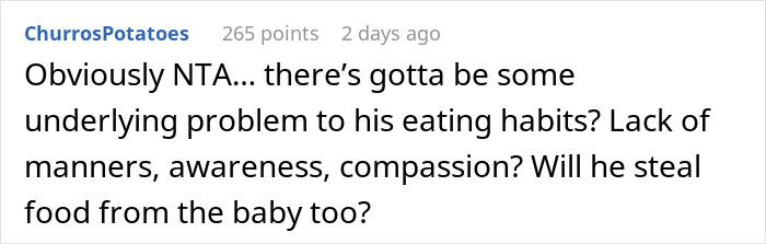 Comment about pregnant woman angry husband eating emergency snacks, questioning his manners and compassion. Comment about pregnant woman angry husband eating emergency snacks, questioning his manners and compassion.