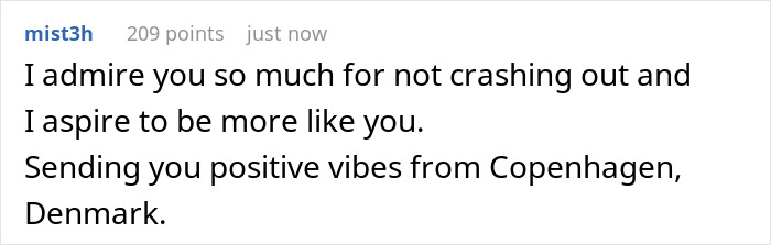 Text post with user mist3h expressing admiration and positive vibes from Copenhagen, related to a man announcing breakup to everyone except his girlfriend.
