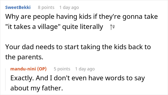 Woman gleams watching cousin&rsquo;s wife struggle after she finally quits being her free babysitter online comments debate