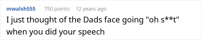Comment text on a social platform expressing reaction to step-dad&rsquo;s heartbreaking speech about his girlfriend and her daughter.