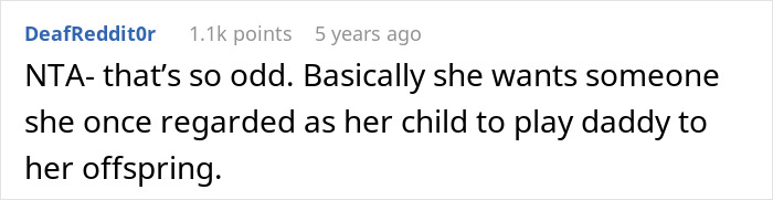 Reddit comment discussing woman who can&rsquo;t afford miracle baby and begs half-brother to adopt, with refusal causing anger.