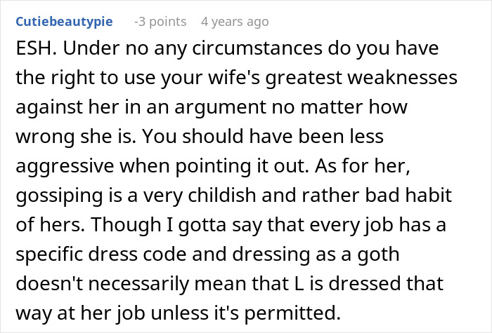 Comment discussing wife being called a bully and impact of bullies, highlighting emotional triggers and relationship dynamics.