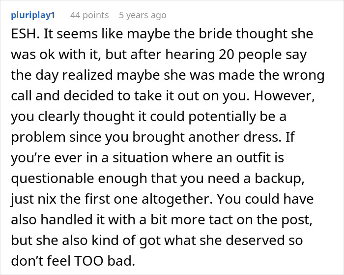 Chat screenshot of woman clapping back after being shamed for her wedding guest attire online discussion. Chat screenshot of woman clapping back after being shamed for her wedding guest attire online discussion.
