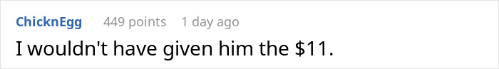 Text comment on a social media post discussing a waiter who assumed 40 change was a tip, expressing disagreement with the tip amount. Text comment on a social media post discussing a waiter who assumed 40 change was a tip, expressing disagreement with the tip amount.