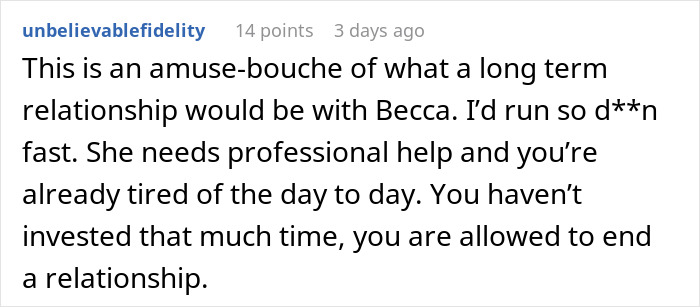 Comment expressing doubts about long-term relationships after a girlfriend&rsquo;s loyalty test leads to rethinking trust.