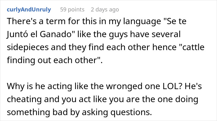 Screenshot of a comment discussing cheating and trust issues in boyfriend dating relationships online.