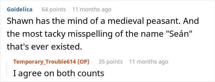Screenshot of a Reddit conversation discussing a man banned from Thanksgiving after upsetting brother-in-law&rsquo;s wife.