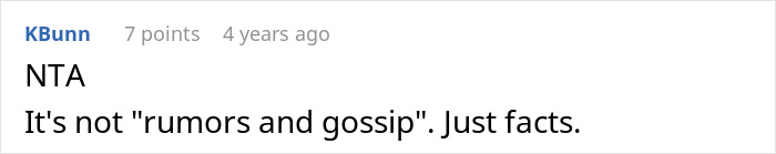 Screenshot of an online comment stating a user is not the antagonist, emphasizing facts over rumors in a theft dispute.