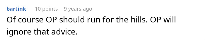 Screenshot of an online comment discussing advice after a woman bumps into her boyfriend&rsquo;s grown son.