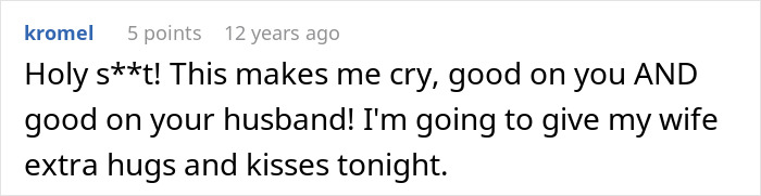 Comment expressing emotional reaction to wife hearing husband admit she&rsquo;s ugly, highlighting impact of being an ugly woman.