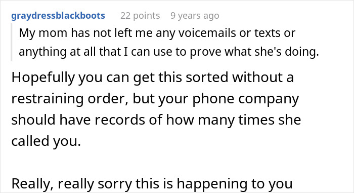 Screenshot of an online comment discussing no contact due to parents lied about food allergies to daughter.