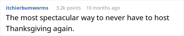 Screenshot of a social media comment discussing a dramatic Thanksgiving family dispute involving a conservative uncle.