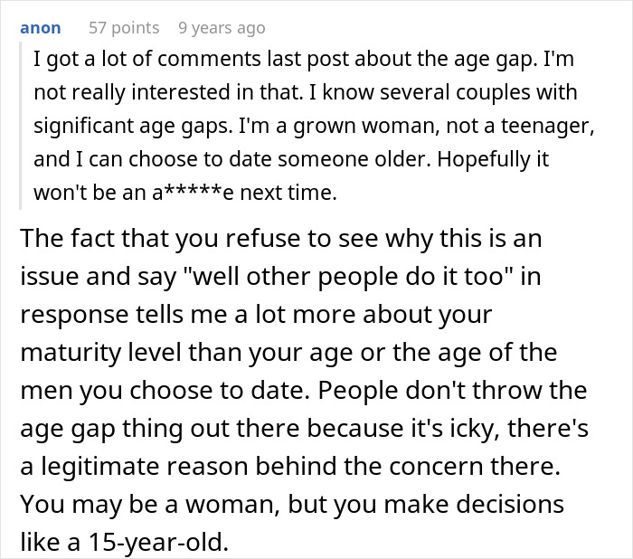Woman bumps into boyfriend&rsquo;s grown son, sparking a wake-up call about age gaps and maturity in relationships.