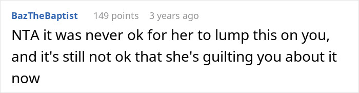 Comment on refusing to live with a disabled sibling, expressing that guilt is unwarranted in this situation. Comment on refusing to live with a disabled sibling, expressing that guilt is unwarranted in this situation.