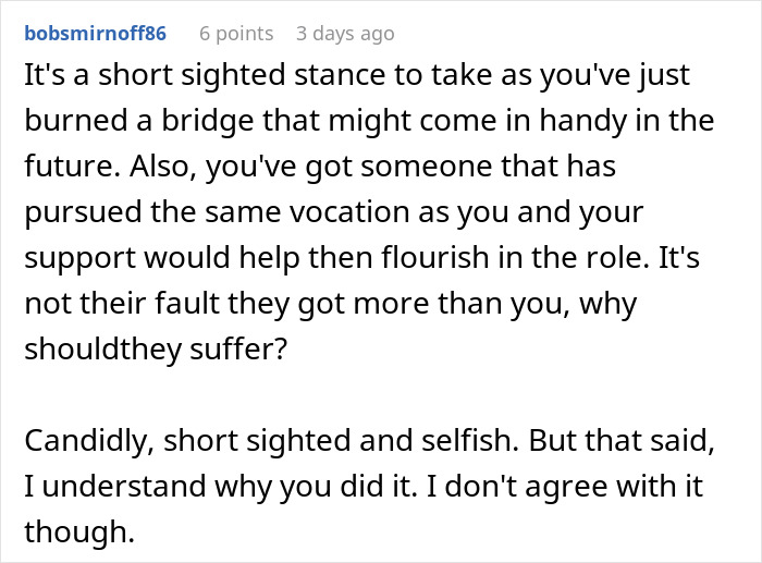 Screenshot of a forum comment discussing company pay raises and new hire salary increases in a workplace setting.