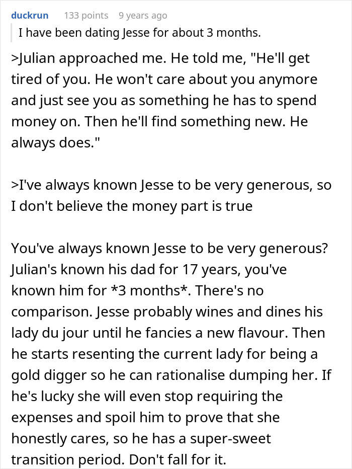 Woman surprised after bumping into boyfriend&rsquo;s grown son, receiving an unexpected wake-up call about their relationship.