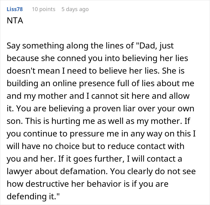 Commenter discusses teen&rsquo;s reaction to stepmom&rsquo;s hypocrisy and online lies, highlighting family conflict and emotional impact.
