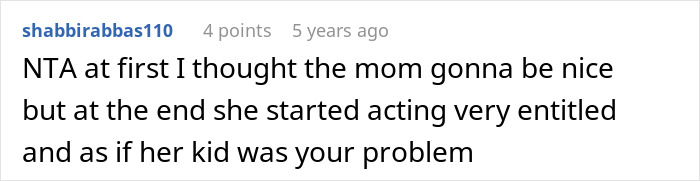 Screenshot of a comment discussing a teen refusing to entertain a stranger&rsquo;s kid on a 15-hour flight and the mom&rsquo;s reaction.