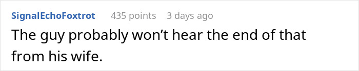 Comment text on a social media post expressing frustration after coworkers realize the superior&rsquo;s wife&rsquo;s show was not free.