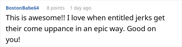 Comment praising an epic payback on an on-site landlord who acted awful and got rent doubled.