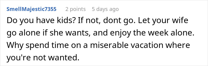 Comment about family separate drive Disneyland, advising letting spouse go alone to enjoy time without kids.