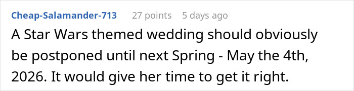 Star Wars themed wedding planned three weeks ahead with a panicked brother wondering if he&rsquo;ll survive the force.
