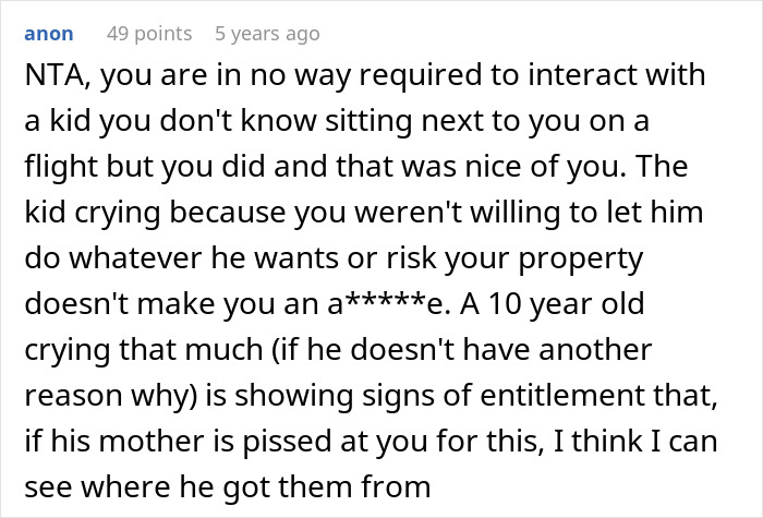 Teen refusing to entertain stranger&rsquo;s kid on long flight, facing confrontation from the child's mom over boundaries.