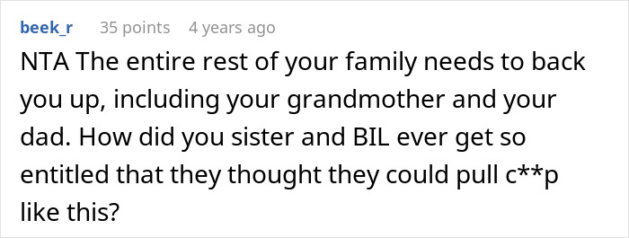 Comment on family conflict where BIL tries to dump grandma on wife&rsquo;s siblings and sister is called selfish for refusal.