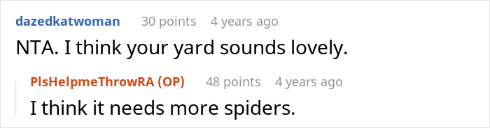 Screenshot of a Reddit conversation about Halloween decor where a neighbor threatens a couple over their yard display.