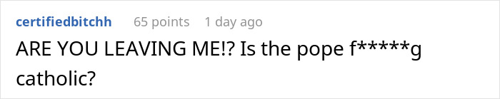 Comment on Reddit expressing shock and questioning faith after husband&rsquo;s disturbing confession prompts woman to rethink marriage.