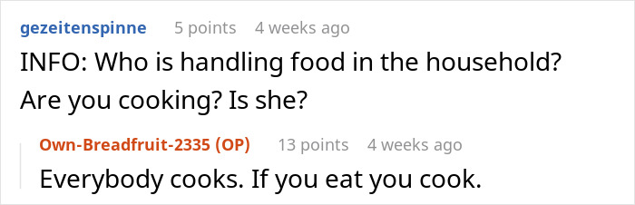Man prepared to support stepson changing diet while mom opposes, discussing household food responsibilities online.