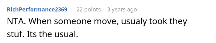 Screenshot of an online comment discussing parents kicking out daughter and her taking belongings after room remodel.