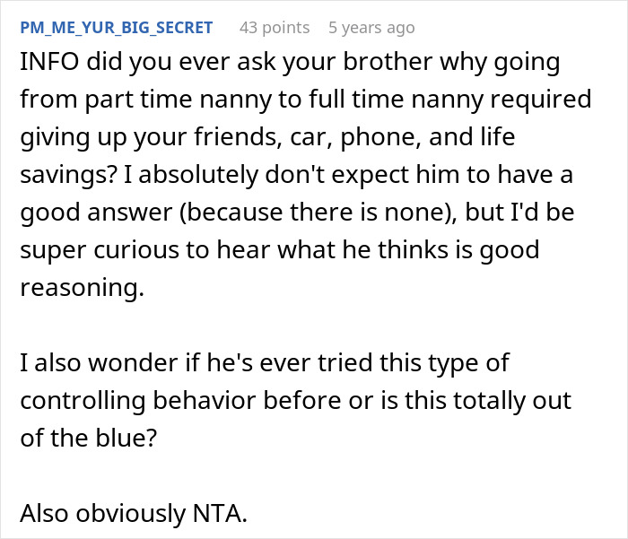 Man Asks Sister To Be His Live-In Nanny, Thinks She&rsquo;ll Agree To His Unhinged Rules: &ldquo;Go To Hell&rdquo;