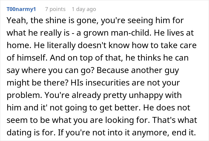 Screenshot of a discussion about a man&rsquo;s true colors showing during vacation and relationship doubts from a girlfriend&rsquo;s perspective.