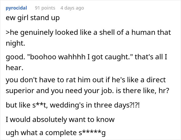 Woman learns the man she&rsquo;s been seeing for 10 months is getting married in three days, shocked reaction text.