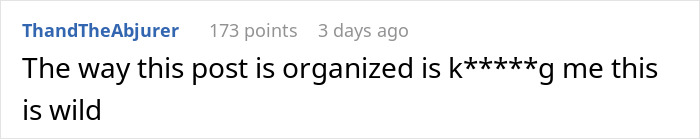 Comment on a forum post about organization, mentioning frustration with the post's chaotic structure.