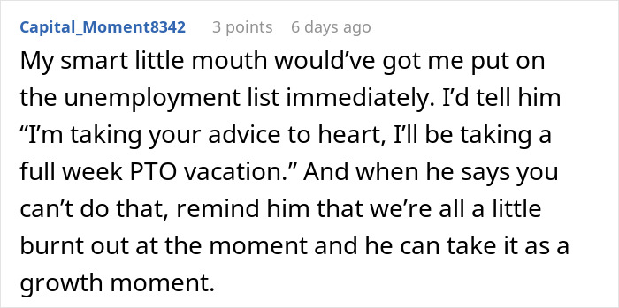 Text post on social media showing a worker going above and beyond being told she&rsquo;s not doing enough.