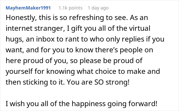 Comment expressing support and encouragement for a man who announced breakup to everyone except his girlfriend of 7 years.