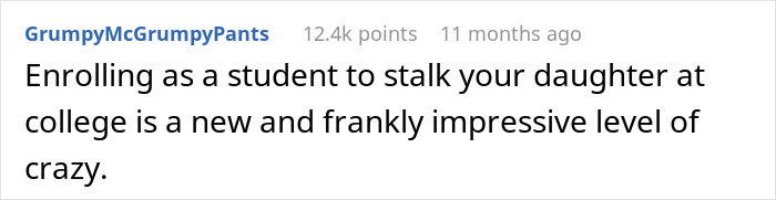 Screenshot of a social media comment about parents lying regarding food allergies causing no contact with their daughter.