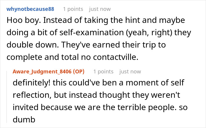 Comments discussing a couple banning toxic in-laws from seeing their newborn and the in-laws calling CPS in retaliation.