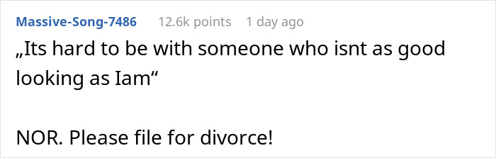 Comment on social platform displaying a user&rsquo;s quote about marriage, reflecting on a disturbing confession and divorce.