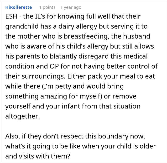 Screenshot of a forum comment discussing a mom refusing to attend family dinners after being ignored by her in-laws. Screenshot of a forum comment discussing a mom refusing to attend family dinners after being ignored by her in-laws.