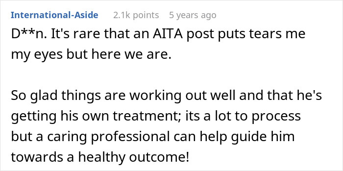 Commenter shares emotional reaction to a guy wondering if he should tell his son about his real parents.