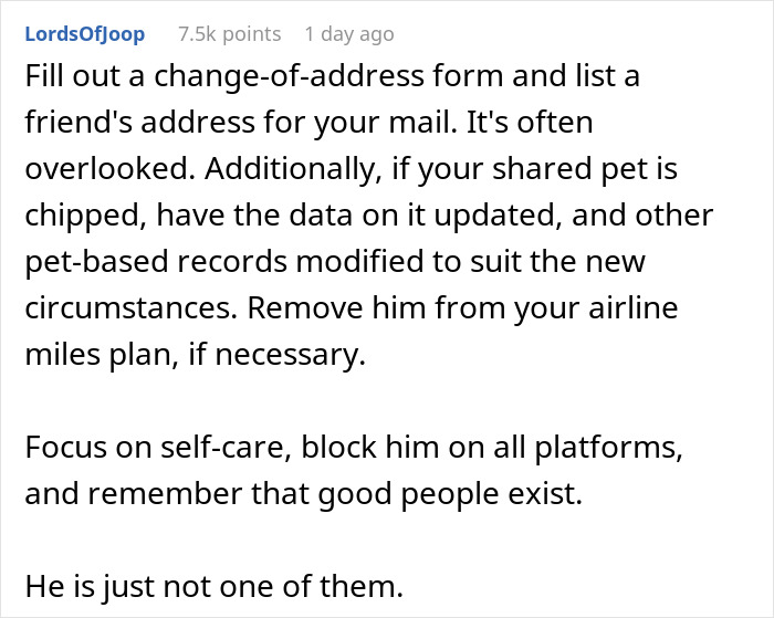 Text post about managing breakup details and focusing on self-care after a man announces breakup except to his girlfriend.