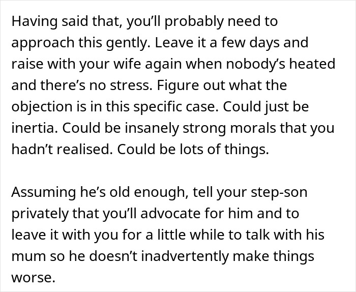 Man preparing to support stepson&rsquo;s dietary change despite mom&rsquo;s opposition in a family kitchen setting.