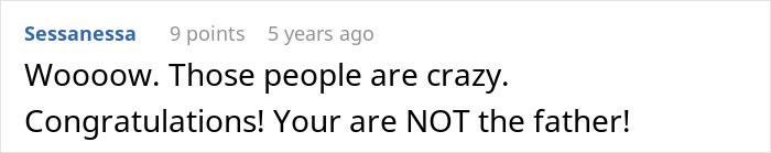 Comment highlighting disbelief and relief after a cheater&rsquo;s baby lie is exposed and the ex calls her bluff.