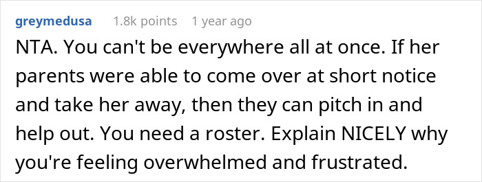 Screenshot of a Reddit comment discussing a man snapping at his pregnant bedridden wife for being too needy during a work meeting.