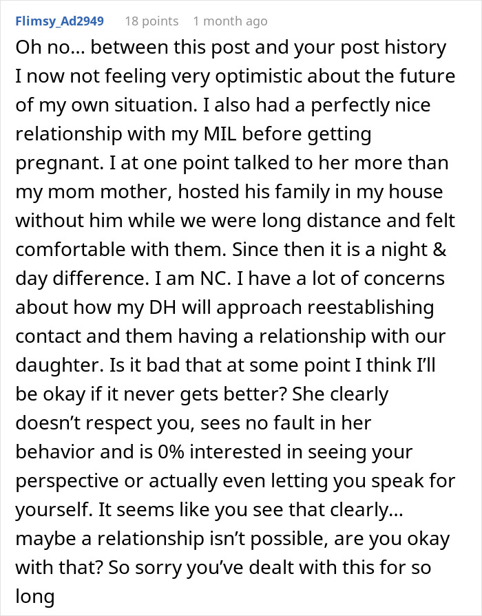 Reddit comment discussing new mom confronting MIL&rsquo;s unhinged behavior and the challenges in their strained relationship.